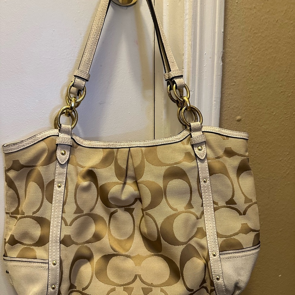 Coach Signature Beige Tote Bag